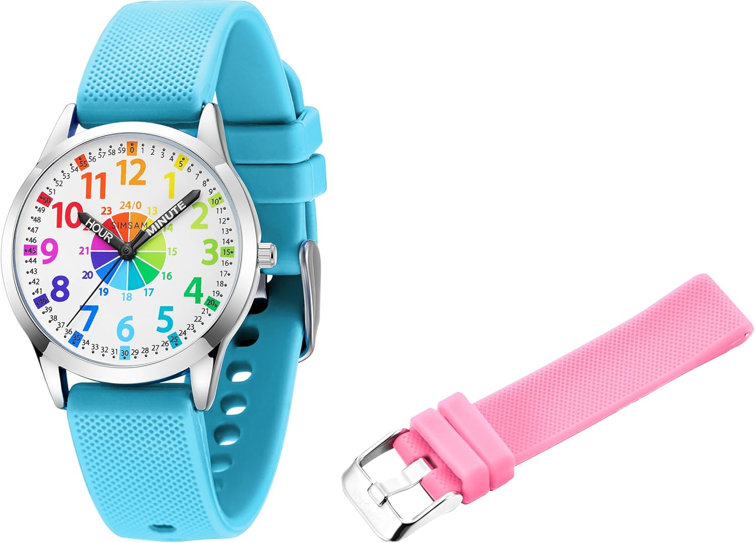 SIMSAM Kids Watch (Light Blue) + Band (Light Pink)