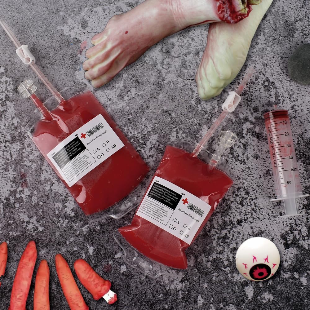 10 Stück Lukinuo Blutbeutel Für Getränke – 350 Ml IV-Beutel Für Halloween & Mottopartys Mit Clip & Spritze
