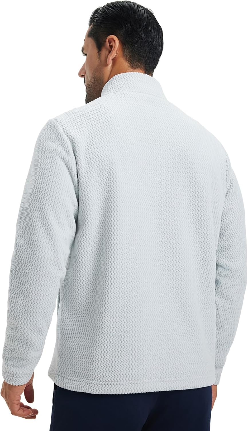 M MAELREG Winter Fleece Jackets for Men Lightweight Stand Collar Fashion Wave Texture Warm Full Zip Mens Coat with Pockets - Image 3