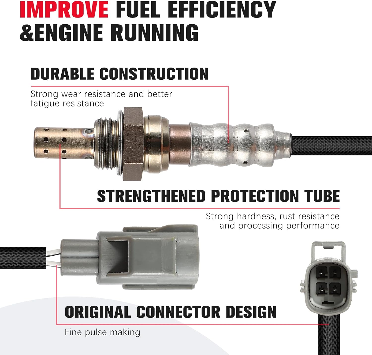 O2 Sensor Upstream for Ford Focus 2008-2011 2.0L, for Ford Transit Connect 2010-2013 2.0L, Oxygen Sensor Upstream Bank 1, Replace 1900-543171 18029
