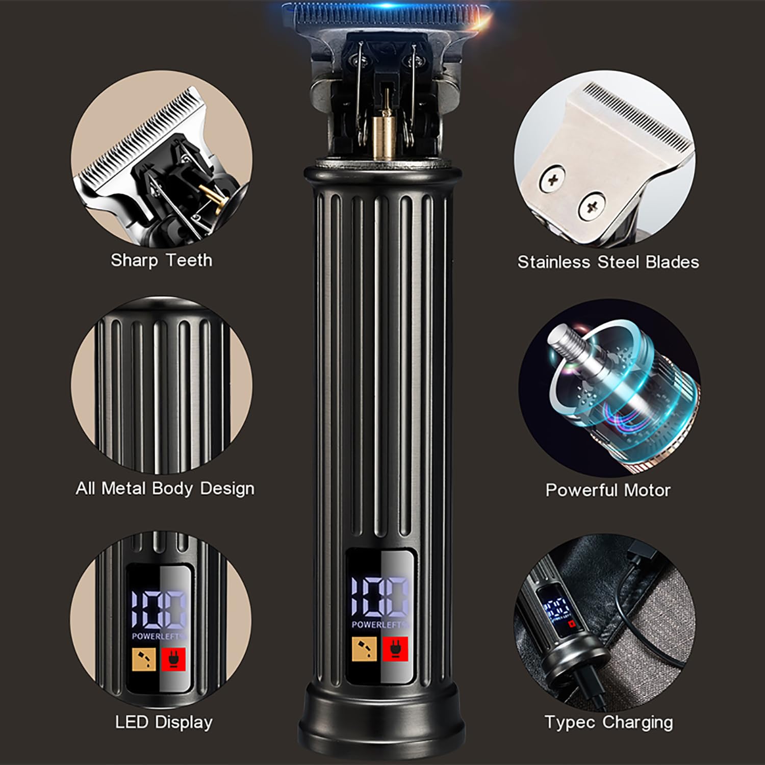 Hair Clippers for Men Rechargeable T-Blade Hair Trimmer & Foil Shaver, Cordless Nose and Ear Hair Trimmer - Image 3