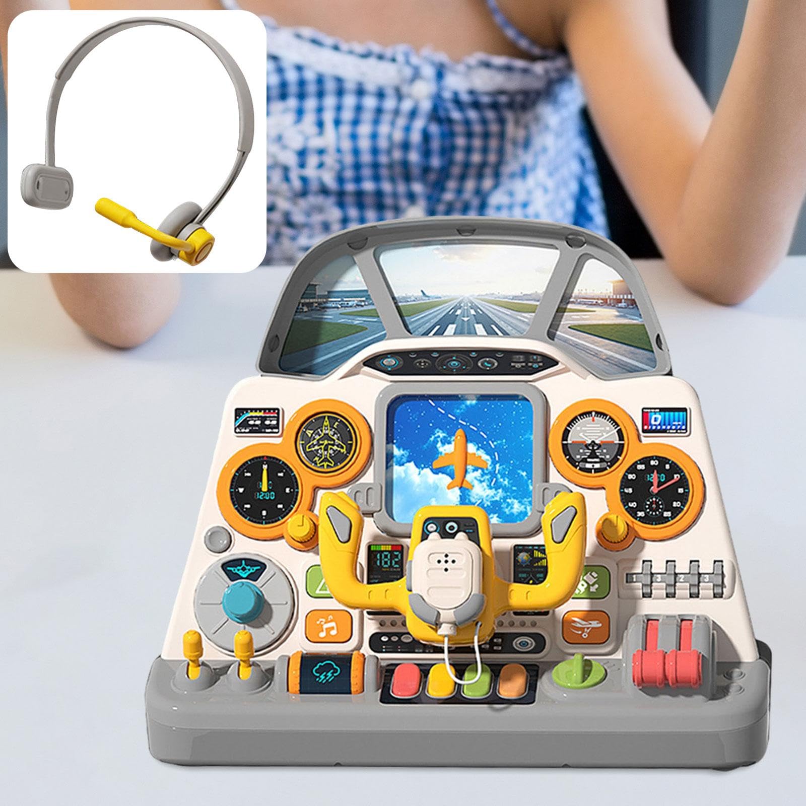 Tablero de Actividades Simulado para Cabina de Avión, Juguete Portátil para Regalo de Viaje para Niños