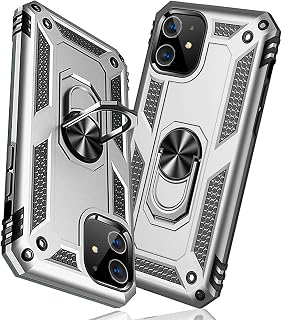 iPhone 12 mini 用ケース リング 耐衝撃 衝撃吸収 傷防止 全面保護 カメラ保護 スタンド付き TPU+PCバンパー 指紋防止対策 二重構造 360度回転 防塵 車載ホルダー対応 黄変防止 米軍MIL規格 軽量 薄型 5.4インチ 耐傷性 安心保護 滑り止め 人気 携帯カバー 銀 MZ16-117