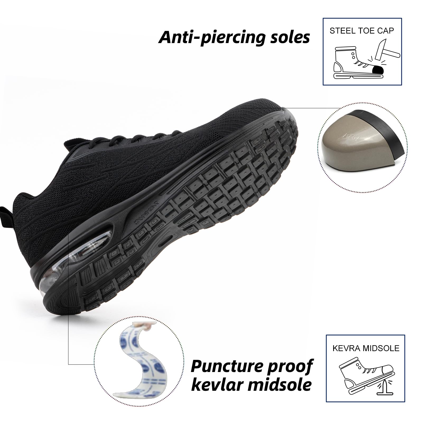 Hitmars Scarpe Antinfortunistiche Uomo Donna con Punta in Acciaio GR.36-48