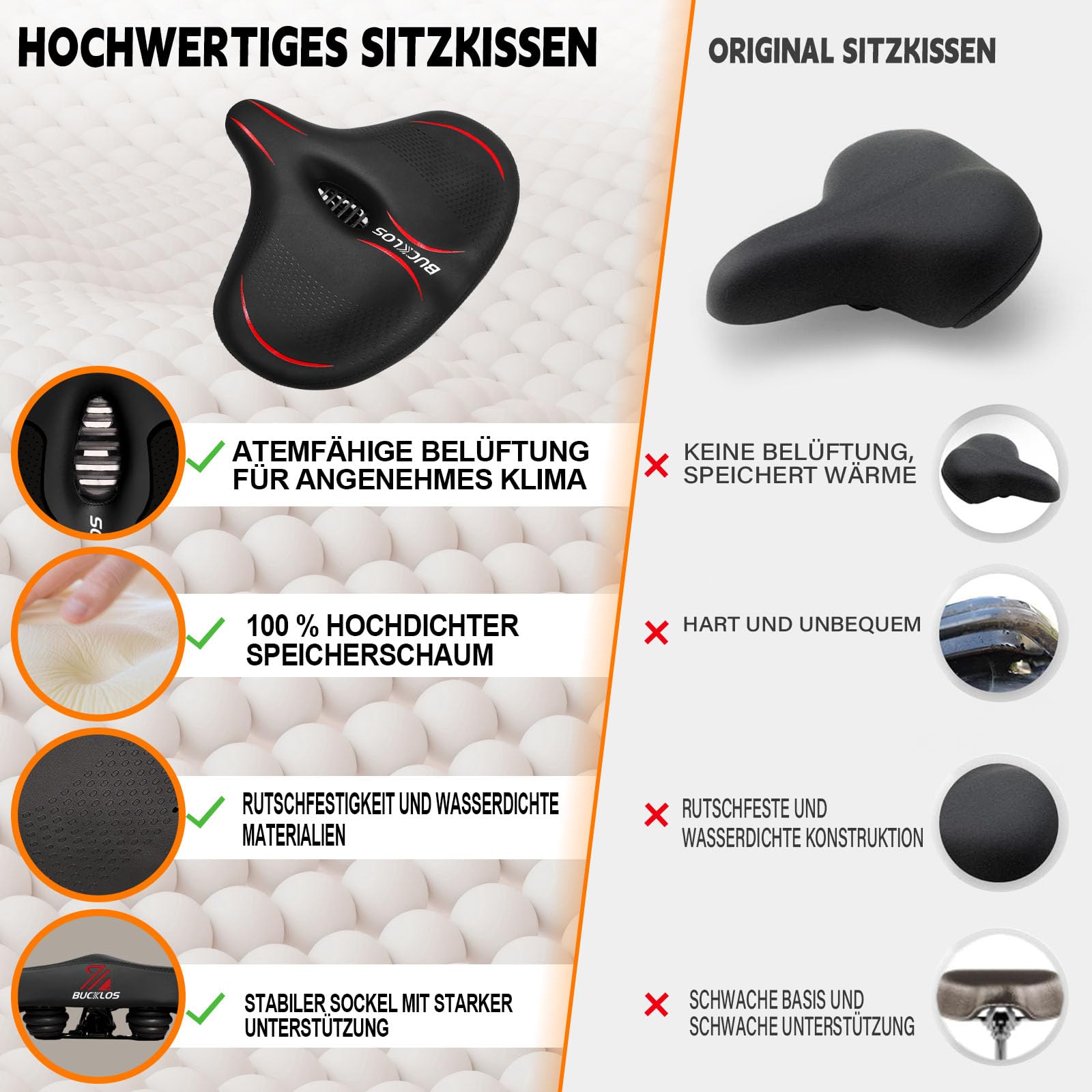 Selle de vélo surdimensionnée, confortable et large avec rembourrage en mousse souple pour femmes et hommes, selle de vélo ergonomique pour VTT, vélo de ville, vélo de route et vélo