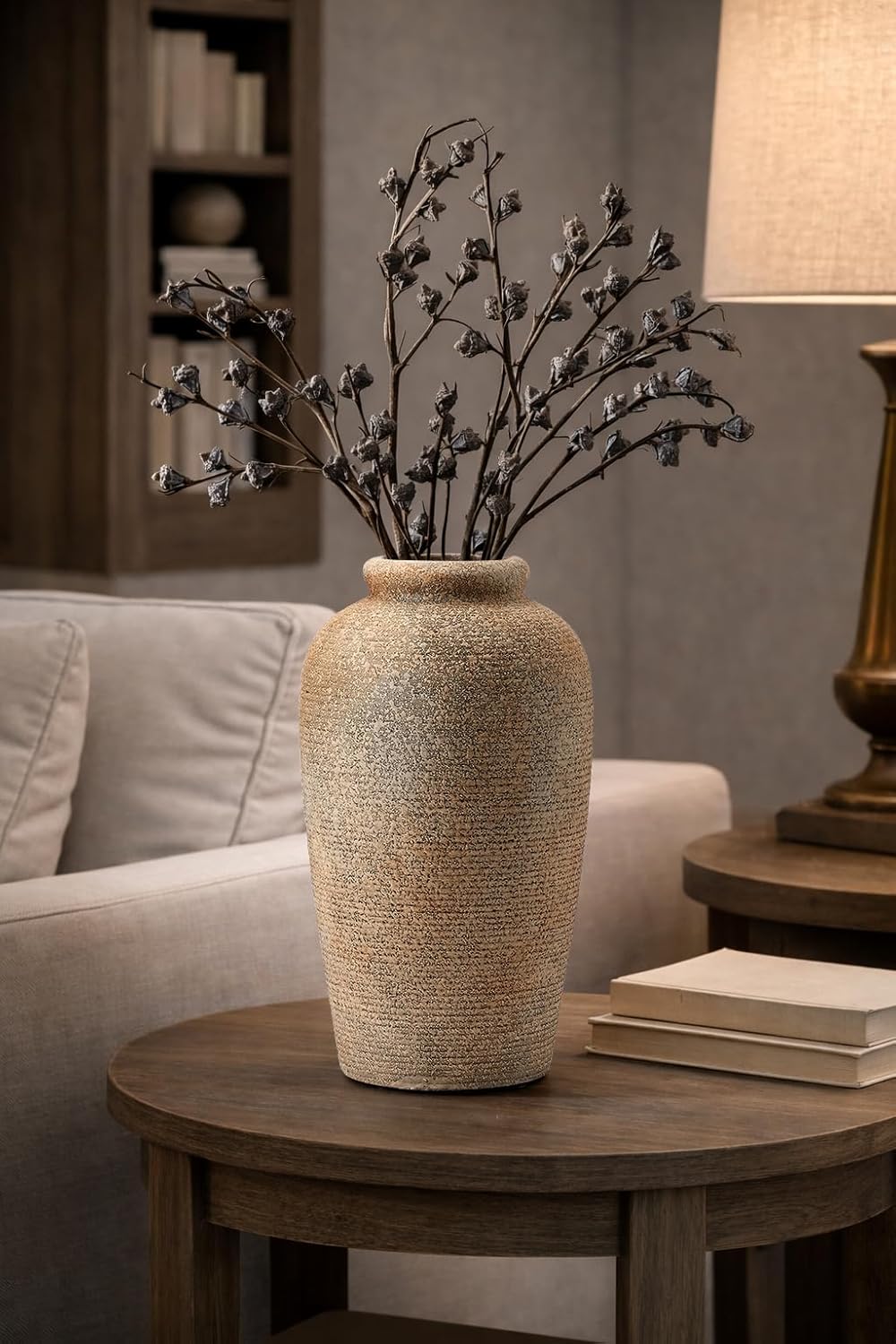 Emotionally Grounded Vase, Vaseking Large Ceramic Rustic Vase, 11 inch Minimalist Decorative Farmhouse Tall Vases for Home Decor, Living Room, Enterway, Table Decoration, Brown - Image 8