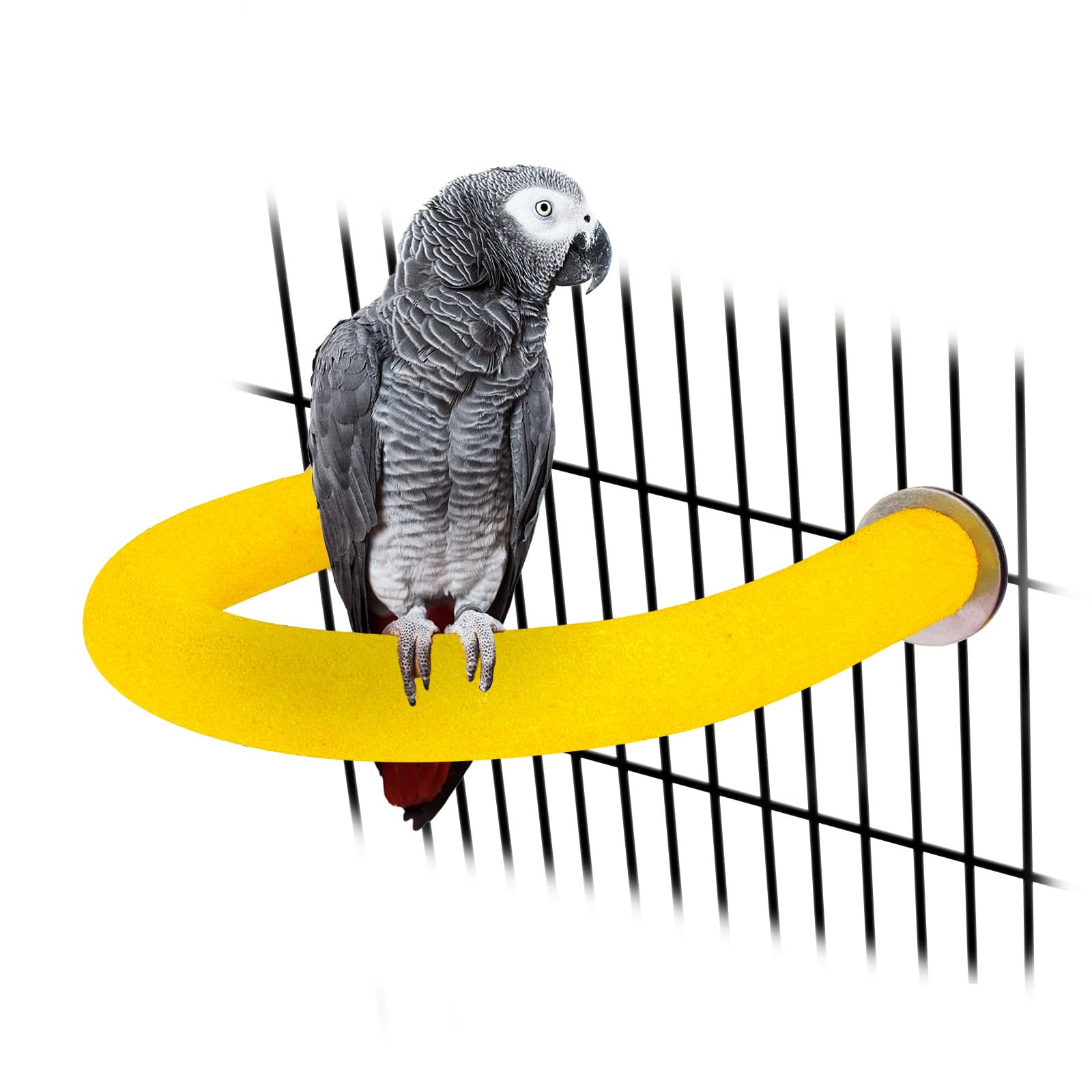 Rypet U-Shaped Large Parrot Perch, Quartz Bird Perch for Cage(Yellow L)