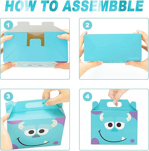 Miniatura 3 de Saenkoe Paquete de 24 cajas de regalo de fiesta de Monster Inc, suministros de fiesta de monstruos, cajas de regalo con asas para decoración de
