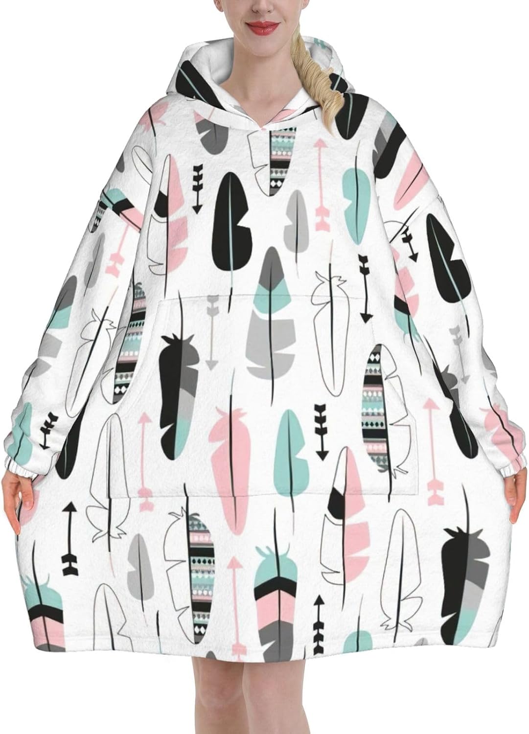 Featherprint Oversized Hoodie Blanket, Super Soft Warm Comfortable Hoodie, Wearable Blanket Adult