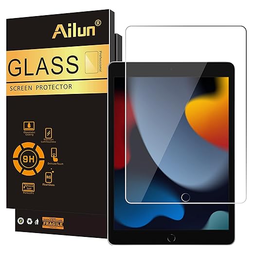Ailun Screen Protector for iPad 9th 8th 7th Generation (10.2 Inch, iPad 9/8/7, 2021&2020&2019) Tempered Glass/Apple Pencil Compatible [1 Pack]