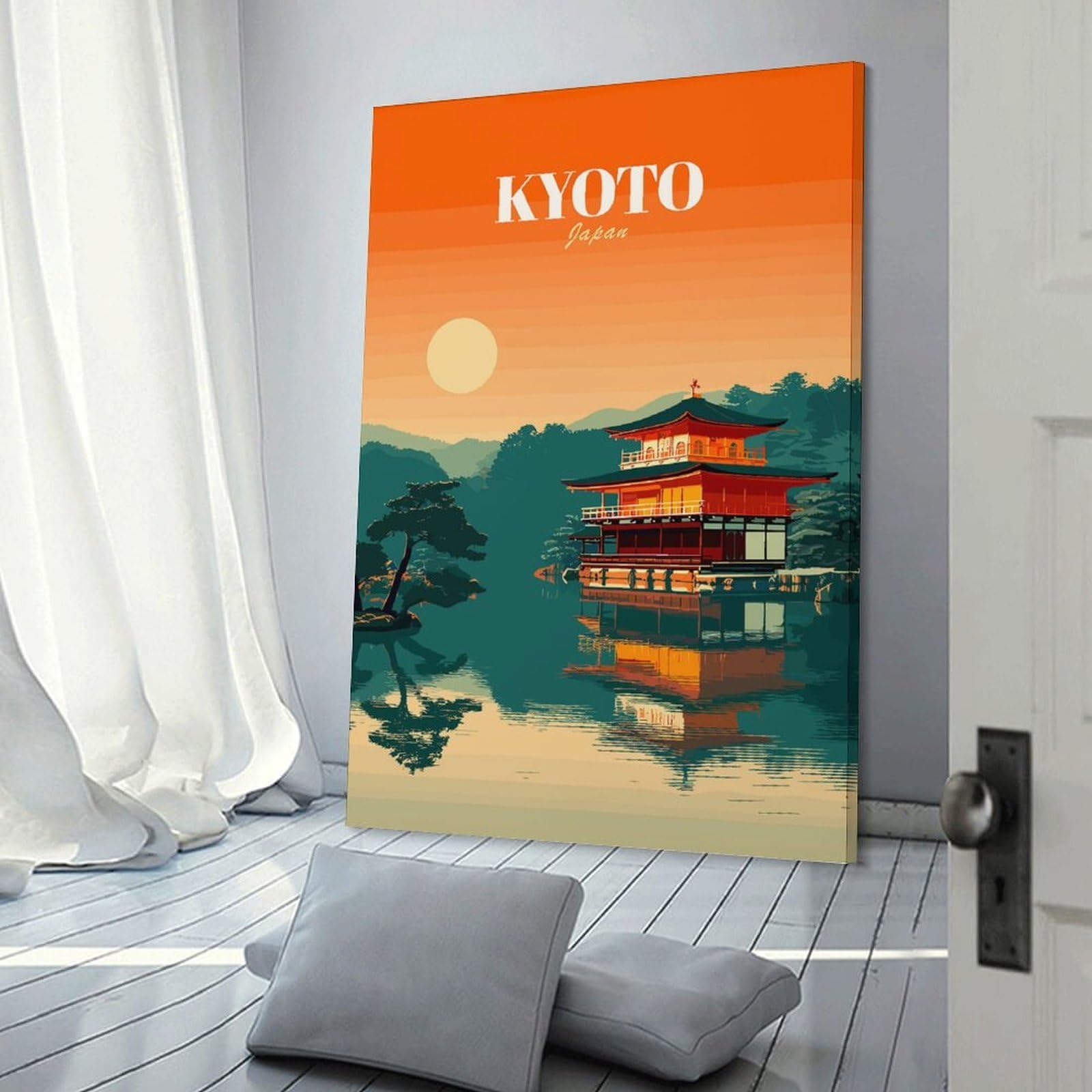 Junmoney Kyoto Japan Temple Landscape Art Canvas Art Print, 24x36inch(60x90cm), for Bedrooms, Workspaces And Everyday Interiors, A Flexible Wall Accent for Shared Spaces