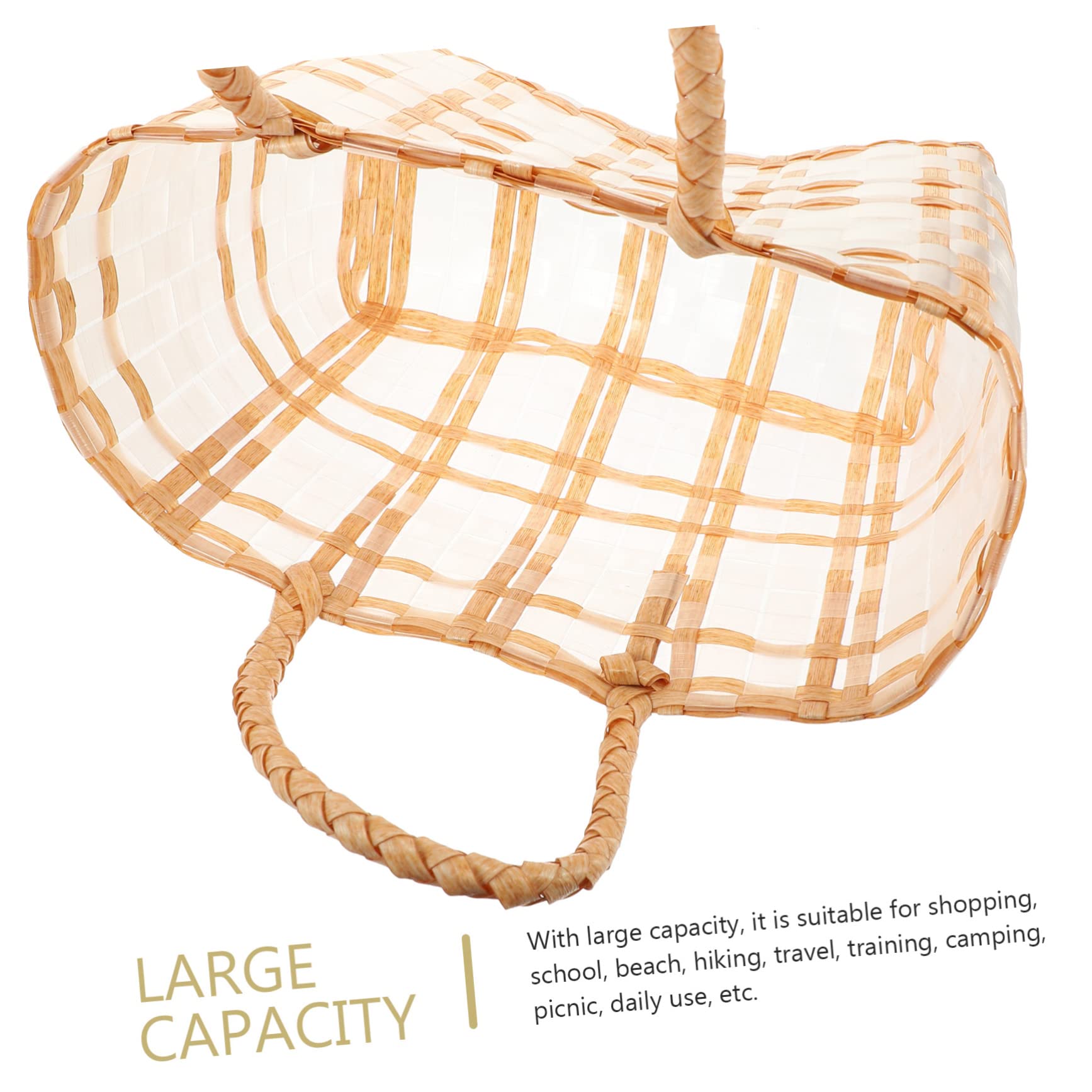 Bolso de Mano Tejido de Paja Transparente Amarillo de Gran Capacidad