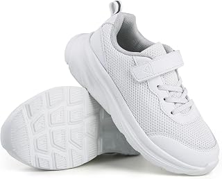 JABASIC Kids Black/White Hook and Loop School Uniform Sneaker