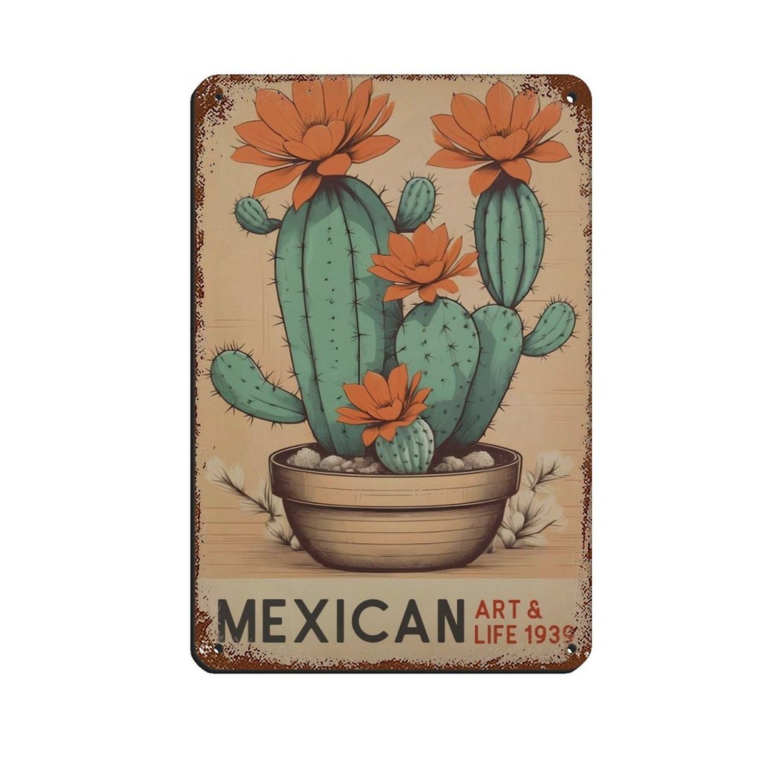 Mexican Life Culture Exhibition Poster Retro Poster Metal Tin Sign Chic Art Retro Iron Painting Bar People Cave Cafe Family Garage Poster Wall Decoration 8x12inch(20x30cm)