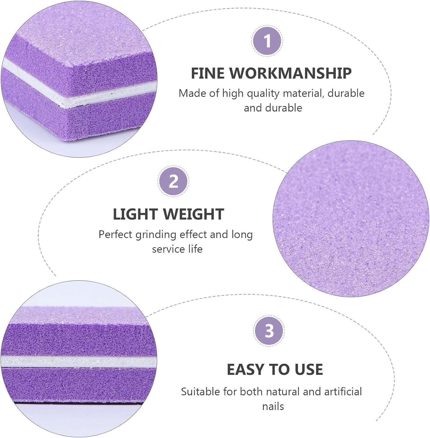 40 Piece Purple EVA Sponge Nail File Blocks for Salon and Home Use image 3