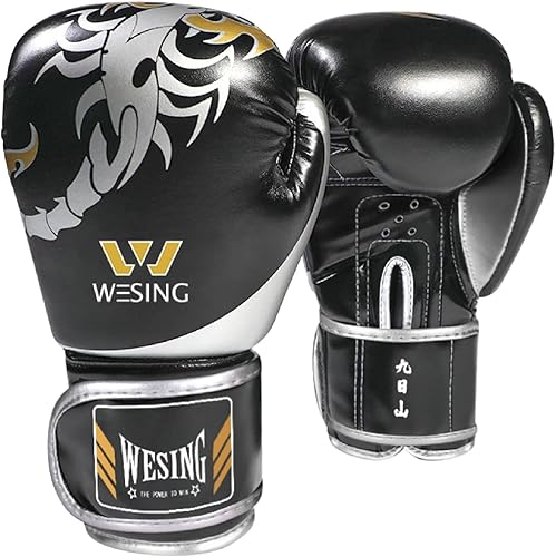 Miniatura 2 de WESING - Juego de guantes de artes marciales, juego de guantes de boxeo de 10 onzas para hombres y mujeres, entrenamiento de kickboxing