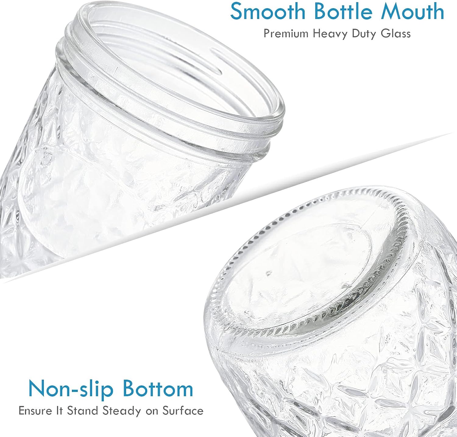 YEBODA 12 Pack 8 oz Mason Jars with Airtight Lids and Bands + 16 oz Mason Jars Wide Mouth Canning Jars 12 Pack