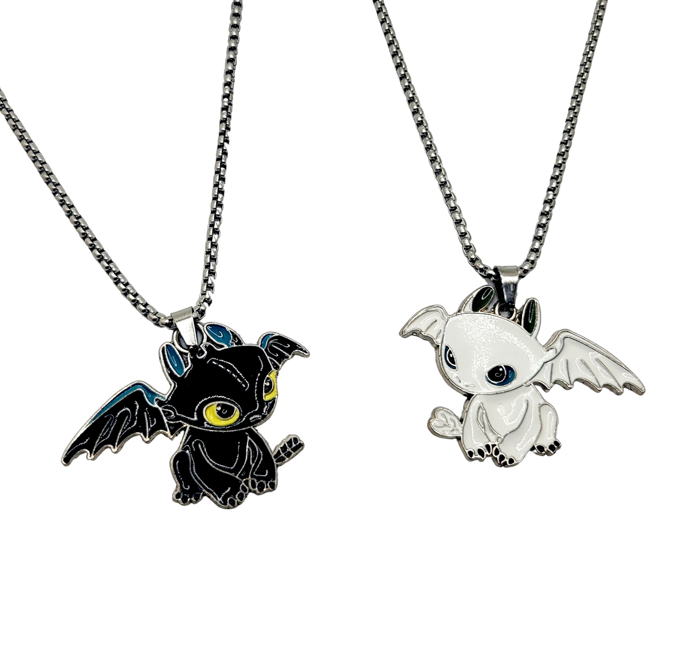 Dragon Matching Necklaces for Couples Lovers Boyfriend Girlfriend Gift Goth Emo Black White Cute Jewelry