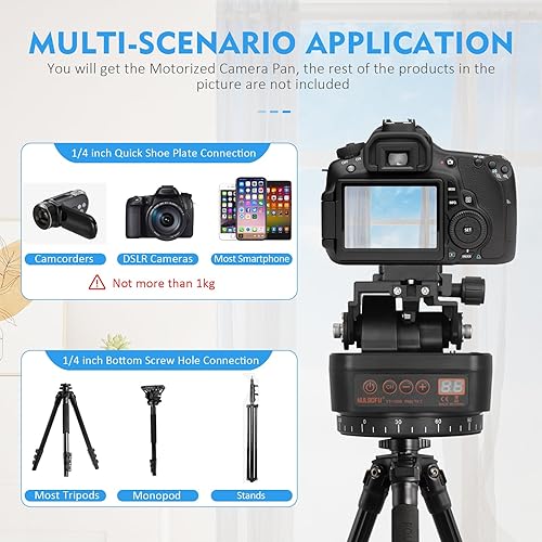 Miniatura 3 de Cabezal de trípode, control remoto motorizado giratorio panorámico panorámico para cámaras DSLR, videocámaras, teléfonos inteligentes, trípode con