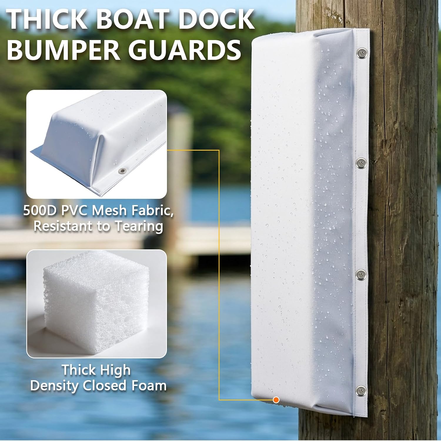 Dock Bumper,Dock Bumper Guard with Stainless Steel Screws,Boat Dock Bumper,Dock Bumpers Marine for Docking Edges, Piling, Vertical Poles, Horizontal Decks or Pier(4 Color,3Size,1Pack,2Pack)