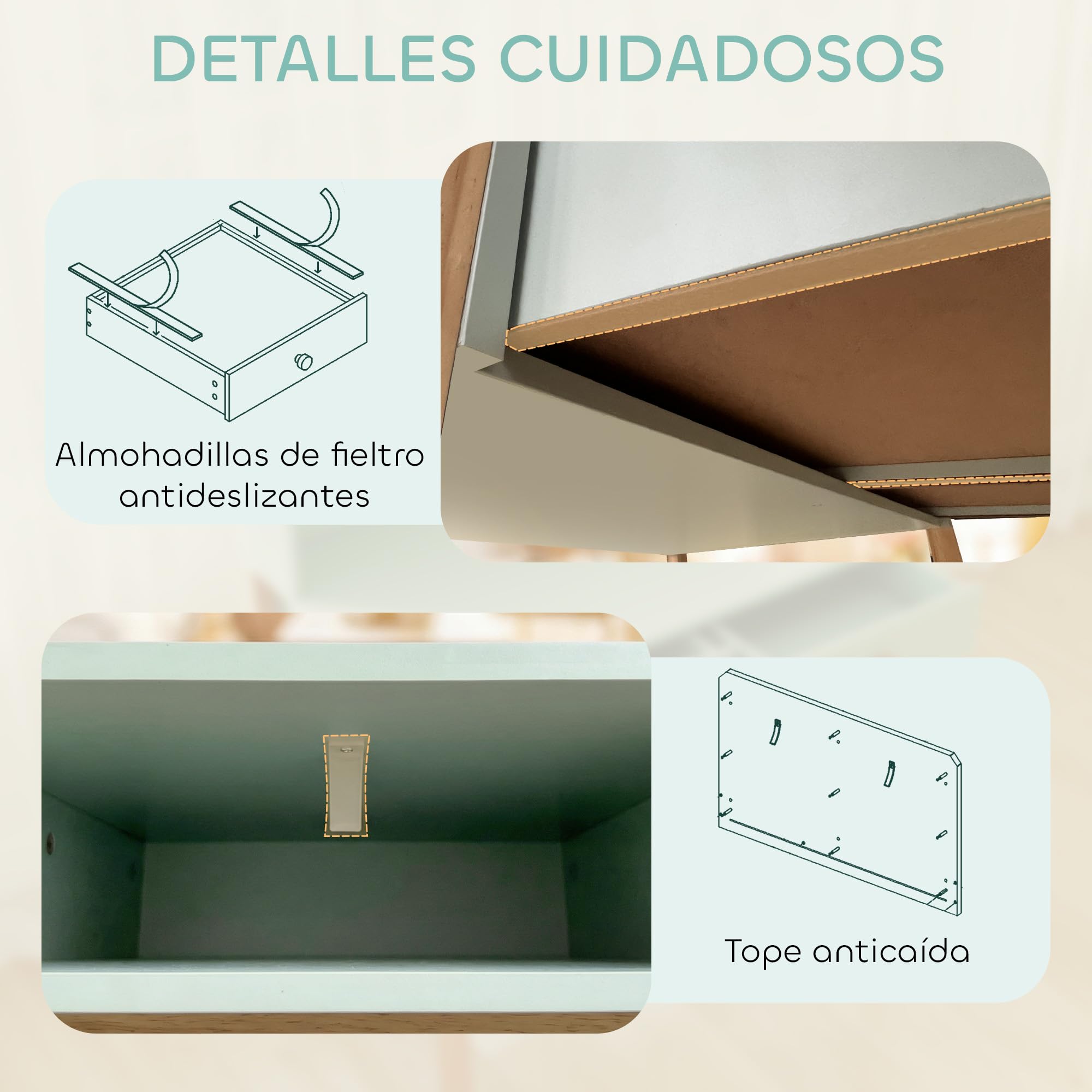 AIYAPLAY Escritorio Infantil, Mesa de Escritorio para Niños con 3 Compartimentos Abiertos y 2 Cajones, Patas de Madera, para Estudio, Entrada, Dormitorio, para Niños de 5-12 Años, 90x52x105 cm, Verde