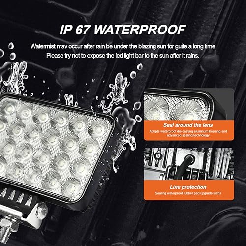 Miniatura 6 de Paquete de 2 luces LED de trabajo de 72 W y 2 unidades, 45 W, barra de luz LED resistente para todo terreno, reflector, luz LED de respaldo