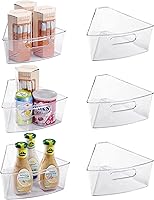 Vista 9 de Oubonun Lazy Susan - Juego de 6 organizadores de plástico transparente de 11.6 x 10.2 x 4.1 pulgadas con asa, contenedor de 4.1 pulgadas