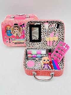 Tunefor Kids Pretend Makeup Set, One Piece Baby Girl Toys - Play Make-up, Kids Washable Makeup Set with Glitter Cosmetic Bag, Includes All Your Princess needs for Playing and Dressing