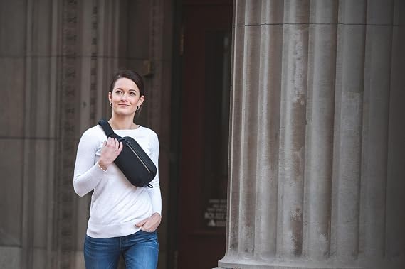 NOMATIC Navigator Sling 1L Bag - 1L w/ 2L Built-In Expansion - Slim & Lightweight Crossbody, Fanny-Pack - Water Resistant Everyday (Black)