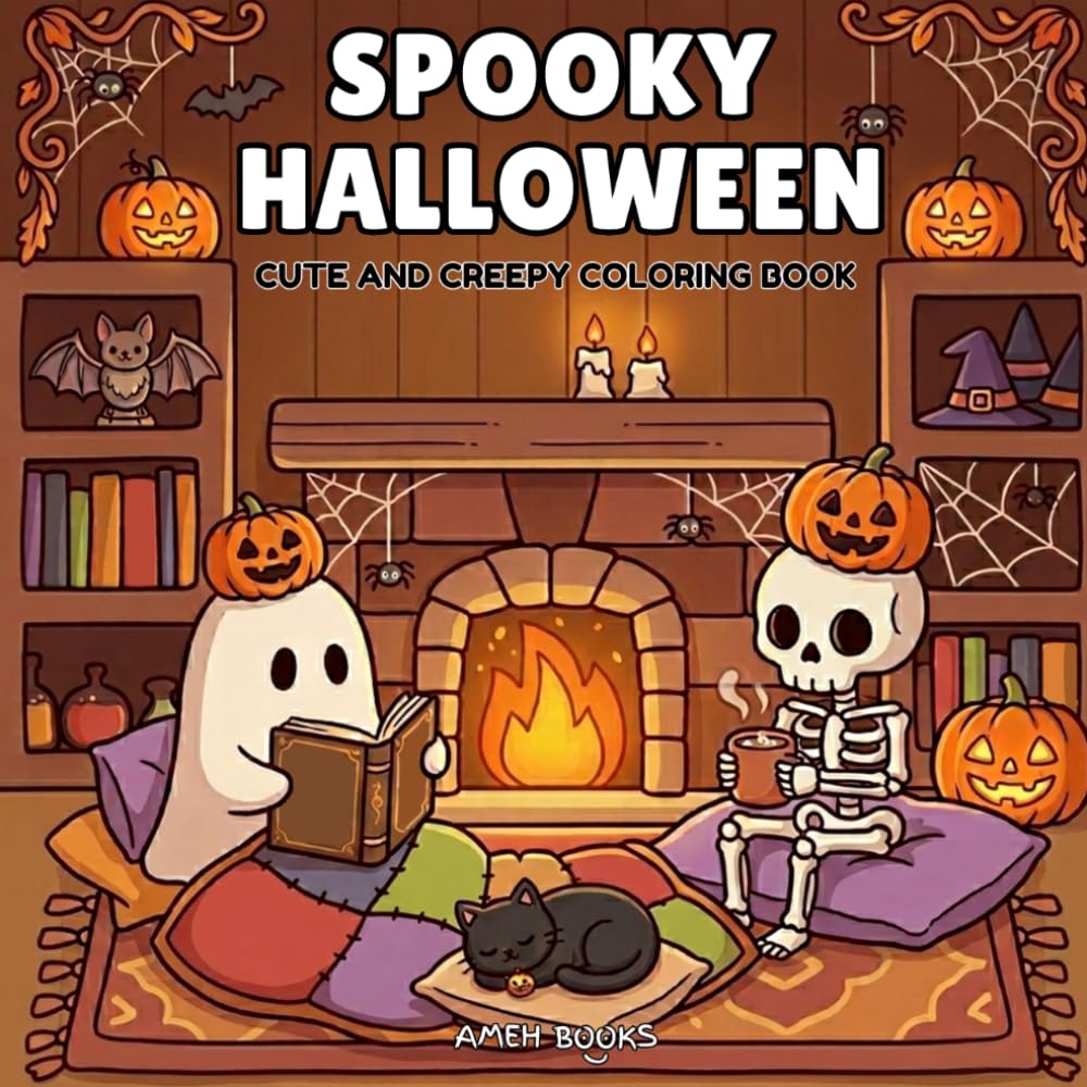 Spooky Halloween: Cute & Creepy Coloring Book for Adults and Teens Featuring Cozy & Creepy Scenes for Relaxation (Cozy Spooky & Mystery Coloring Books)