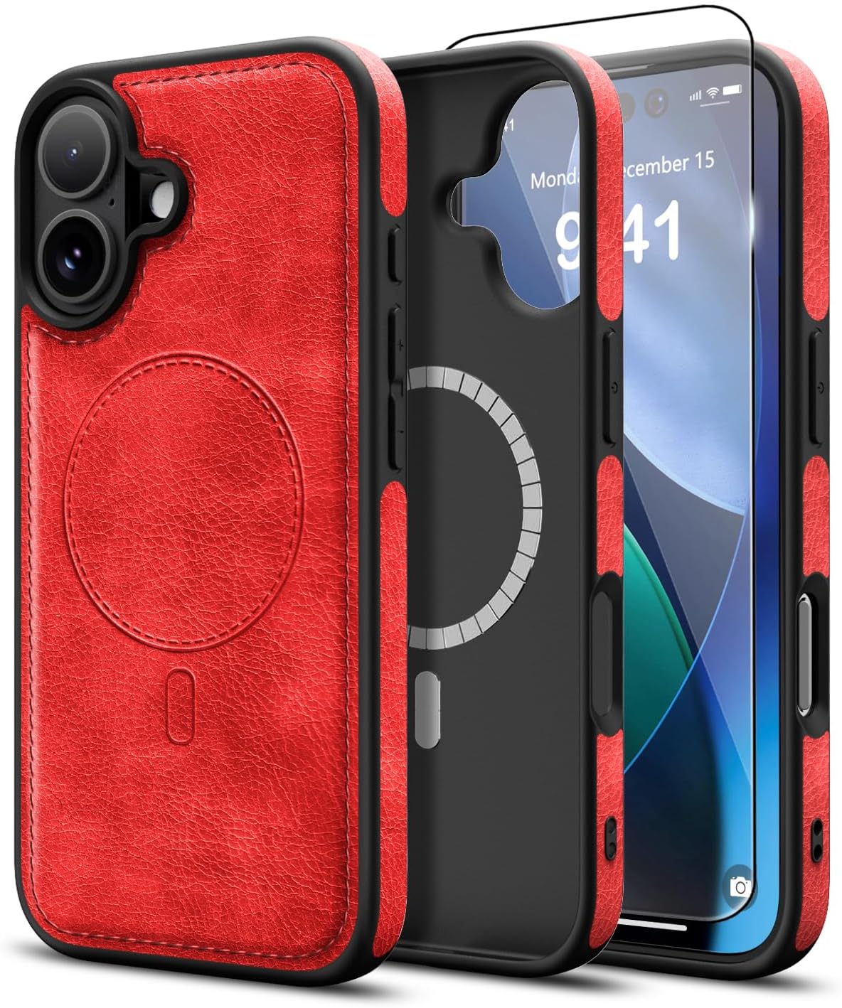 Magnetic for iPhone 17 Leather Case, [Compatible with Magsafe] Business Classic Style Shockproof Men Women，Protective Slim fit Phone Cover for iPhone 17，Blue