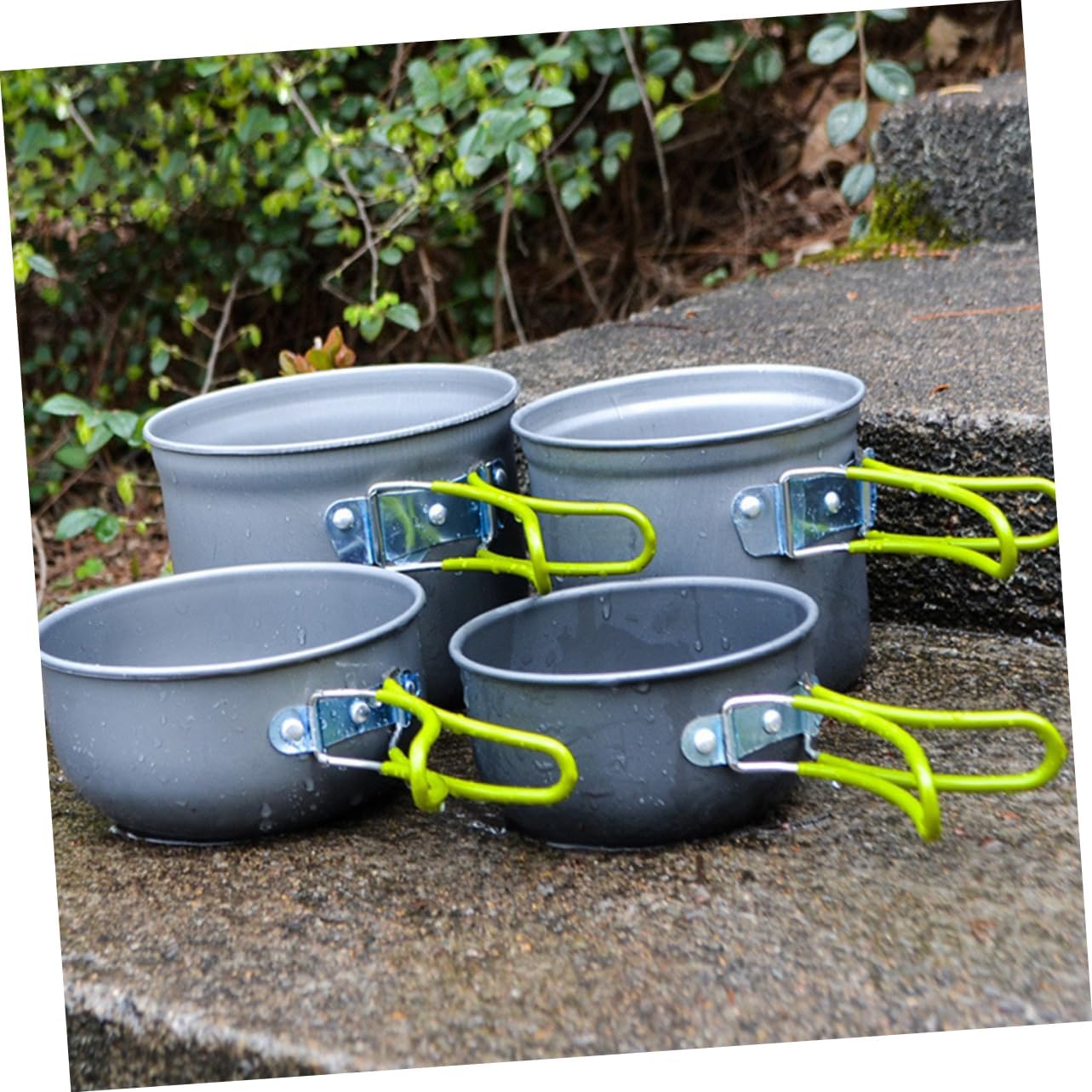 GANAZONO 1set Hiking Camping Picnic Pot Set Person Cooking Pot Set Lid As Frying Pan Bowl Style