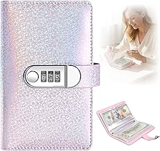 100 Envelope Challenge Binder with Lock, Money Saving Wallet, 17.8×11cm Cash Saving Money Book, Savings Challenge Book, Money Savings Binder with Password Lock for Pocket Money Home School Planning