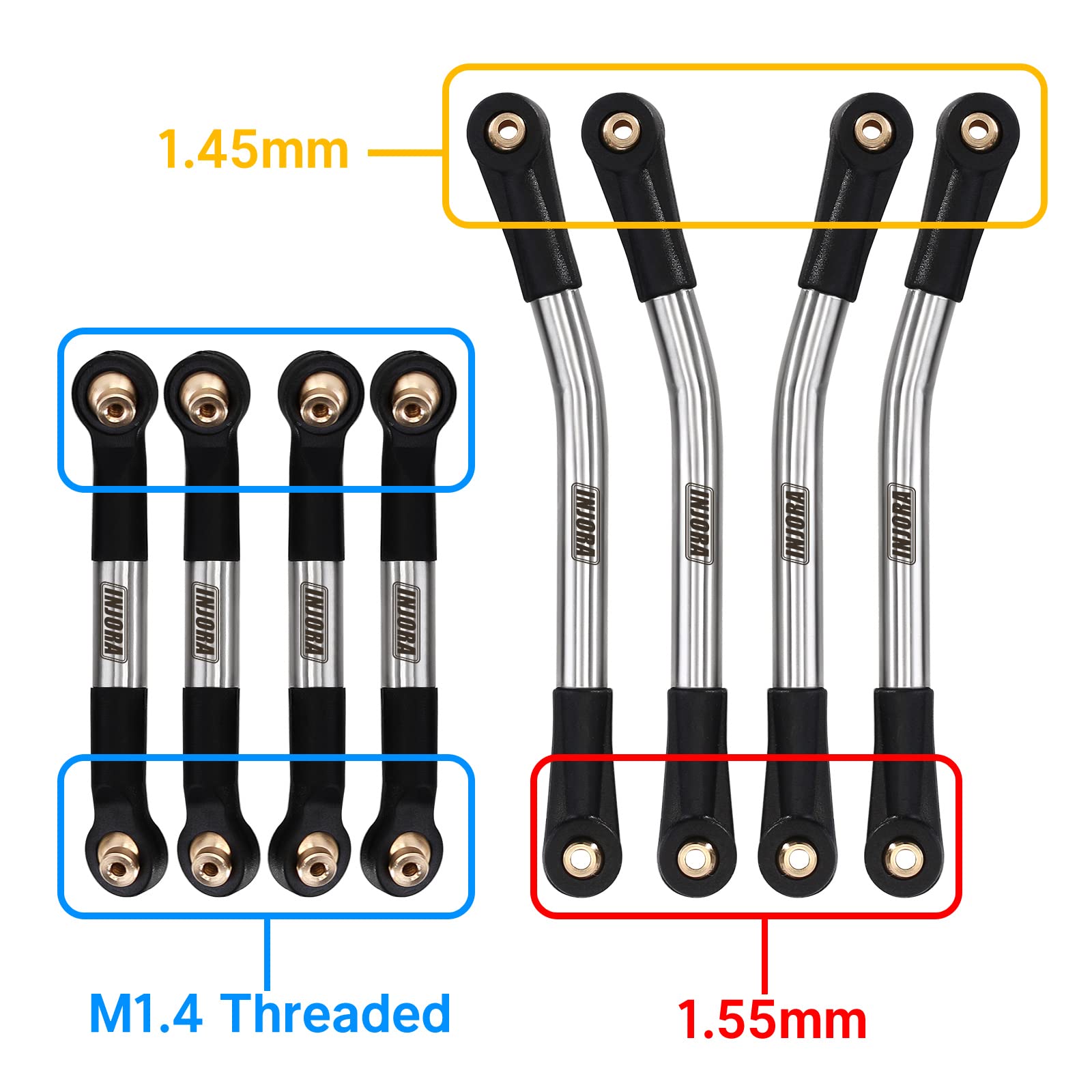 INJORA Arbres D'Entraînement En Acier Inoxydable Pour AXIAL AX24 XC-1 – Upgrade 1/24 RC Crawler – Trou En D – Montage Direct