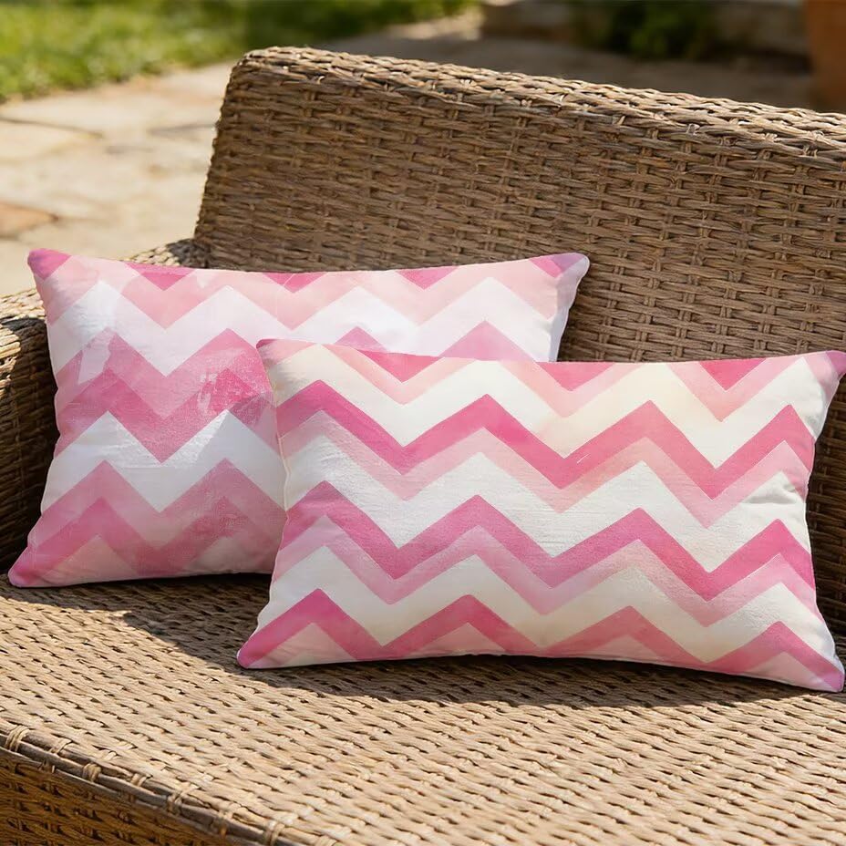 Housse de coussin de jardin 80x100 texture lin haut de gamme rose étanche