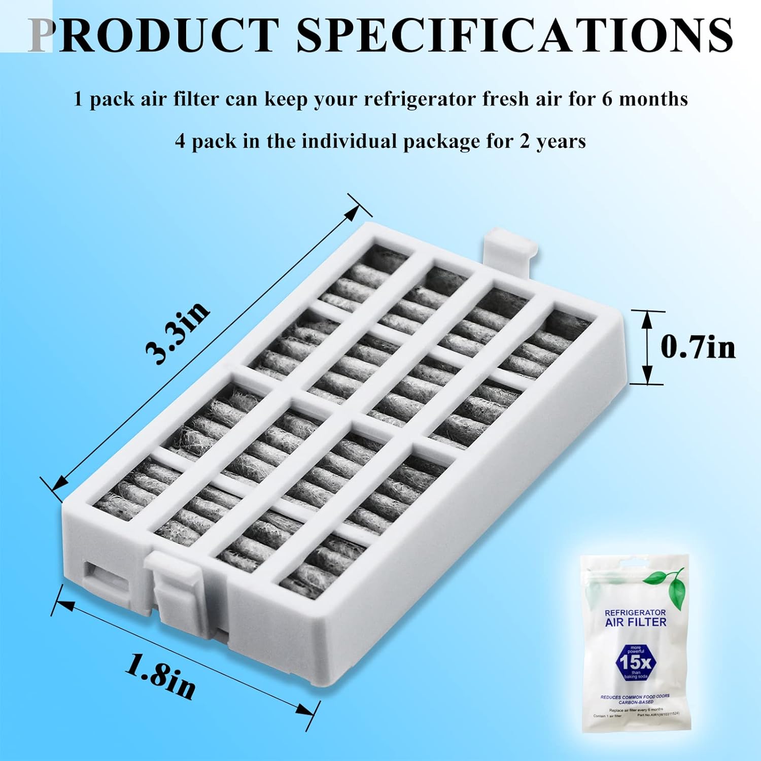 Funmit 3 Pack W10311524 AIR1 FreshFlow Air Filter Replacement and 6 Pack W10346771A FreshFlow Produce Preserver Replacement for Whirlpool Refrigerator