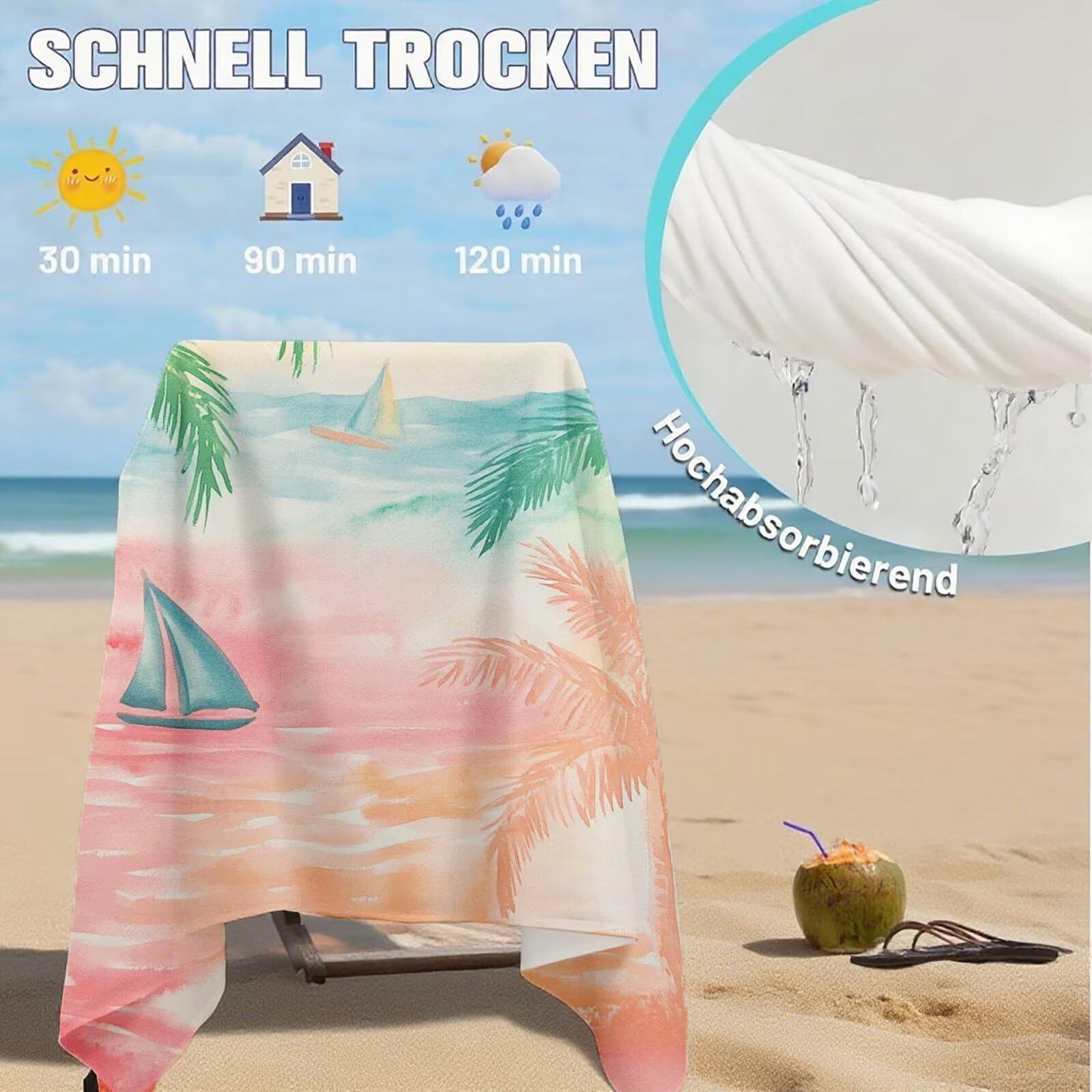 Serviette de Plage XXL 80x160 cm,Frais Serviette Plage Microfibre avec Séchage Rapide, Anti-Sable, Absorbante Fonction Design pour Vacances Piscine Pique-Nique Voyages Yoga, Cadeau Femme Q-791