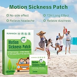 (2026 New) Motion Sickness Patches Non-Drowsy, 100% Natural Motion Sickness Patch(Efficient- Lasts 72 Hours)-for Car Airplane Ship Altitude Sickness(Travel Essentials)-for Adults and Kids(24 Count)