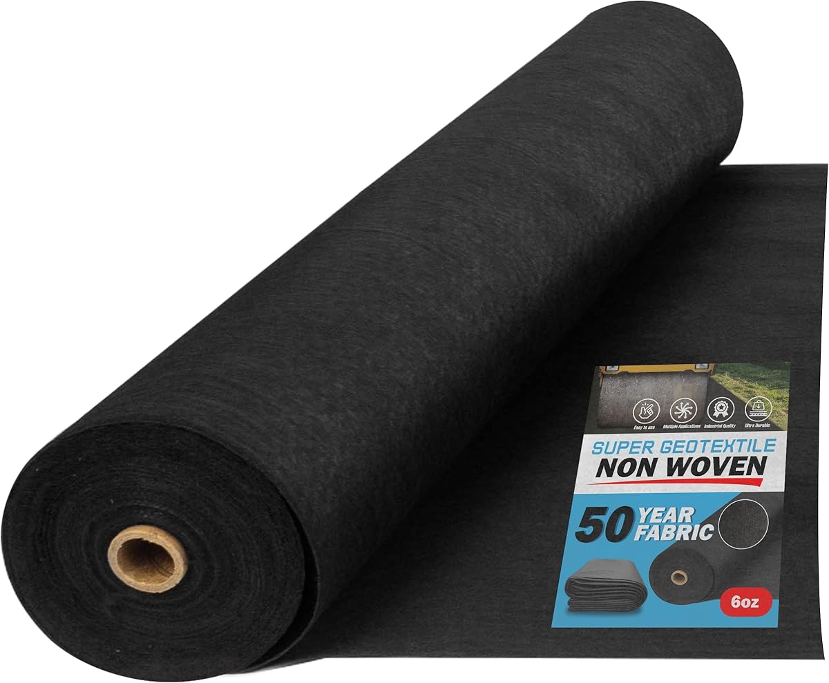 Super Geotextile 4, 6, 8 oz Non Woven Fabric for Landscaping, French Drains, Underlayment, Erosion Control, Construction Projects - 6 oz (4X100)