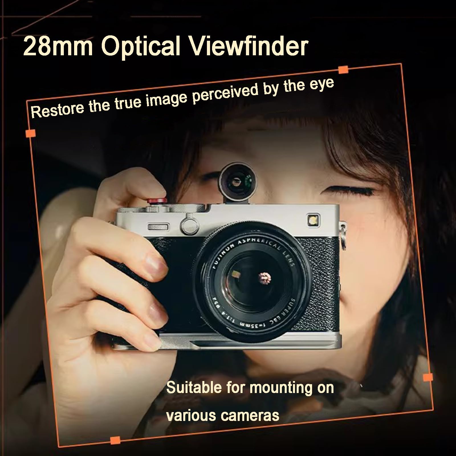 Visor Óptico Externo De 28 Mm, Minivisor con Líneas De Encuadre Precisas De 4:3, Montura Universal De Zapata Fría, Encuadre Preciso para Cámaras Digitales/de Película