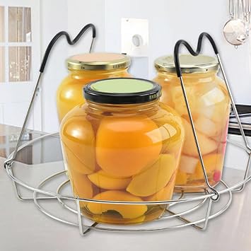 Canning Rack, Steamer Canning Jar Rack Steam Basket with Silicone Handle, Canner Rack Canning Supplies Kit for Regular Wide Mouth Mason Jars Ball Jars
