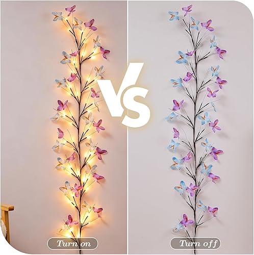 Miniatura 6 de Willow Vine Light with Butterfly 48LED 5.9FT Enchanted Wall Decoration Vine Lights 8 Light Modes for Indoor Home Wall Decoration(Warm White)