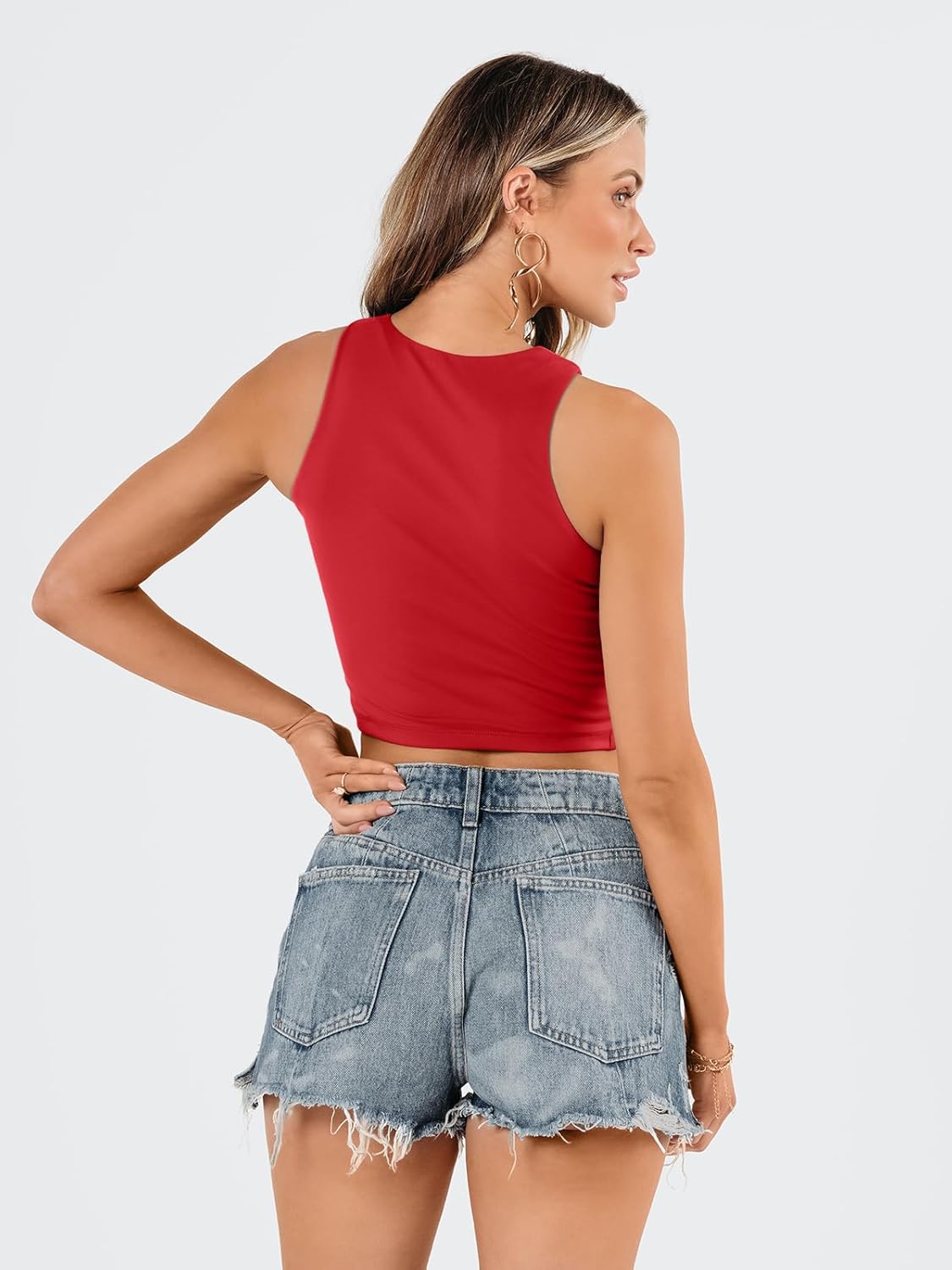 EFAN Womens Sexy Sleeveless Double Lined Crop Tops Workout Cute Tight Racerback Tank Tops Summer Clothes Teen Girls 2025 - Image 5