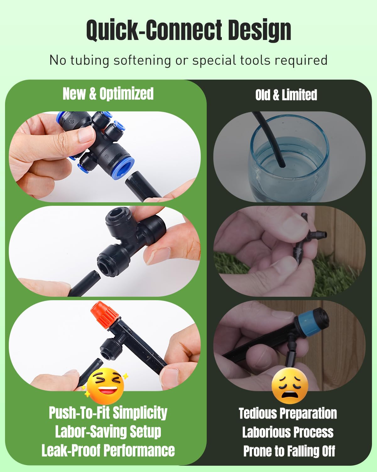 Pawfly Kit di irrigazione a goccia con connettore da 70 m, sistema di irrigazione da giardino, con tubo da 13-16 mm (10 m) e tubo da 4-6 mm (60 m) e accessori, per serra e prato