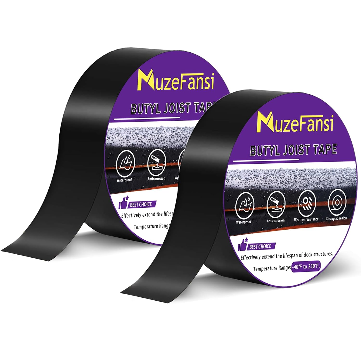 Joist Tape for Decking 12 Pack, 1 5/8" x 50' Waterproof Butyl Flashing Tape Deck Joist Tape – Self-Adhesive, Weatherproof Deck Tape for Wood Joists, Beams, Roof & RV Repairs