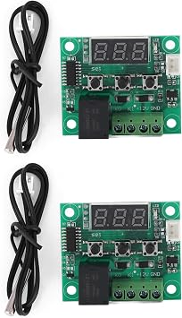 2Pcs DC 12V Temperature Sensor,50110C LED W1209 Digital Thermostat Controller with Sensor Probe