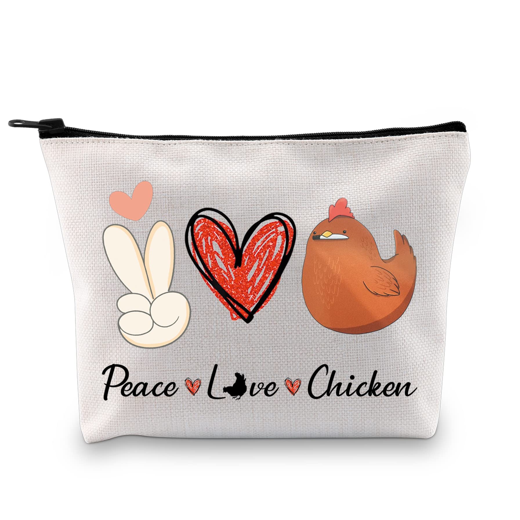 CMNIM Funny Peace Chicken Gift for Chicken Lovers Cosmetic Makeup Bag Crazy Farmer Lover Chicken Lady Mom Travel Toiletry Bag for Women Girls, Peace Chicken Makeup Bag
