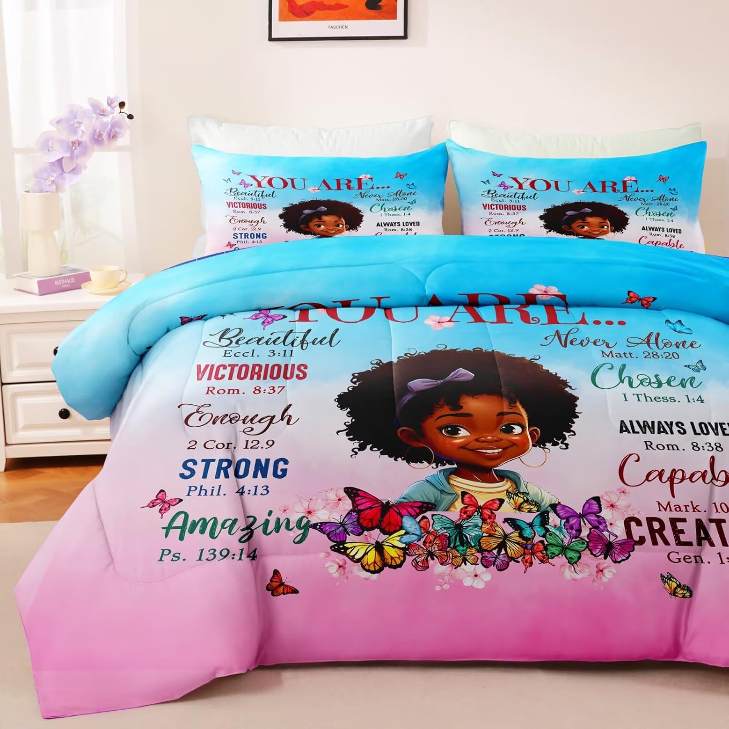Black Girl Comforter Set Twin Size for Kids,Black Girl Magic Bedding Set,God Says You are Christian Comforter for Bed Bedroom Sets - Image 3