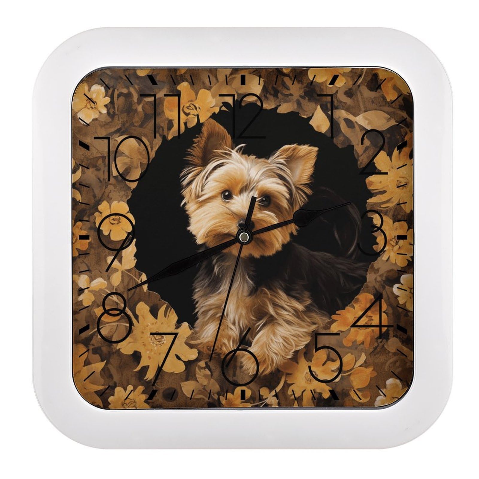 Horloge silencieuse sans tic-tac Yorkshire Terrier 25,4 cm pour sommeil paisible