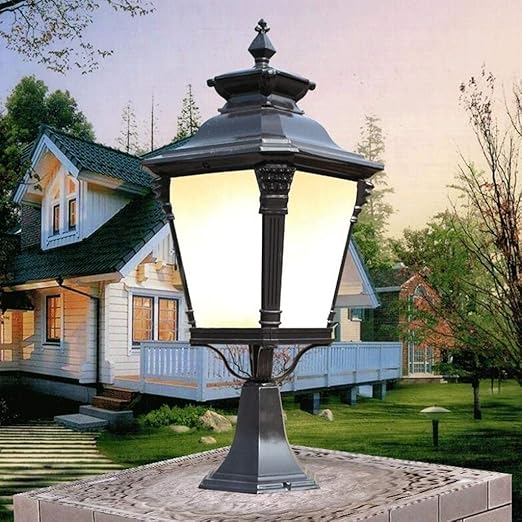 GUOCC Creative 55cm American Metal Industrial E27 Pillar Lamp Villa Garden Patio IP54 Waterproof Post Lantern Outdoor Entrance Door Column Light External Patio Pathway Lighting Fixture Lights Fixture photo 2